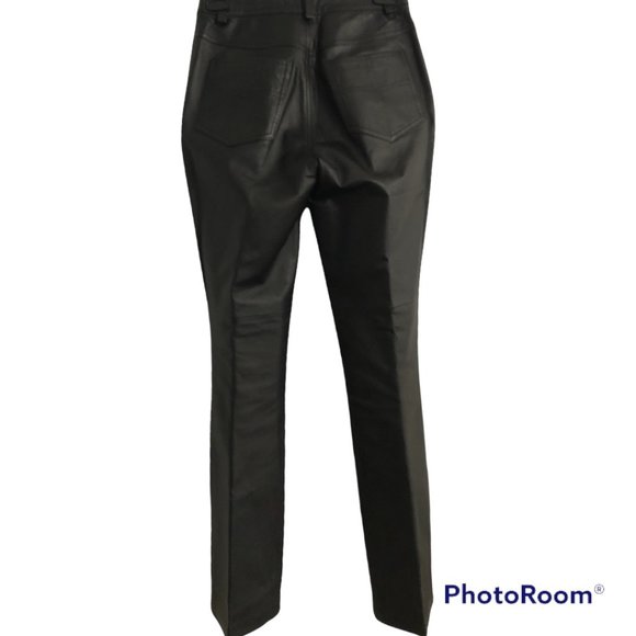NEWPORT NEWS 100% Black Leather Pants sz. 4 - Picture 4 of 9